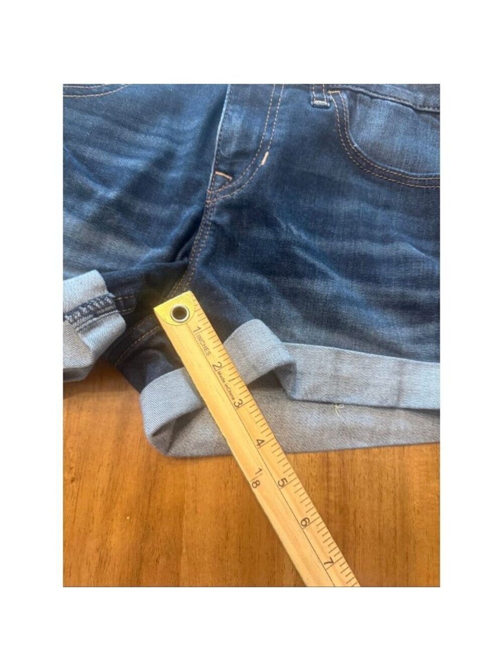 Women's Size 4 Blue Denim, Cuffed, Pockets - Picture 2 of 3